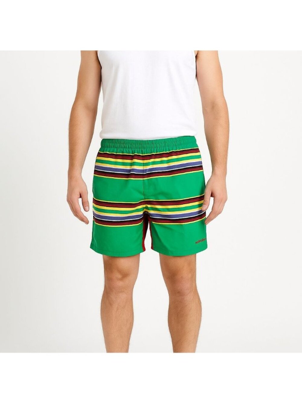 VTG Ralph Lauren Polo Sport Mens Swim Trunks Red Green Yellow Stripe Size XL